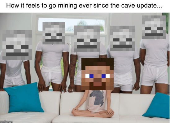 Minecraft Memes - How it feels to go mining after the cave update..