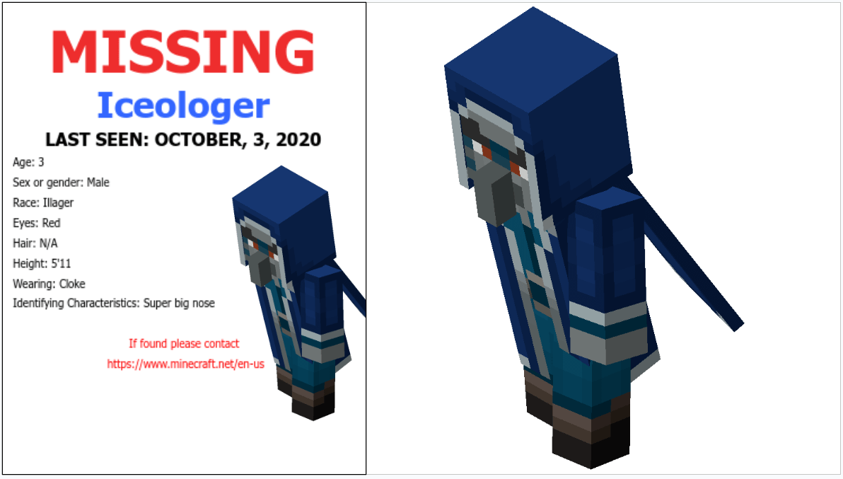 Minecraft Memes - Missing: (Iceologer)