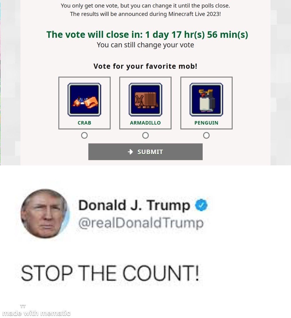 Minecraft Memes - Stop the Steal! Stop the Steal! Stop the Steal!