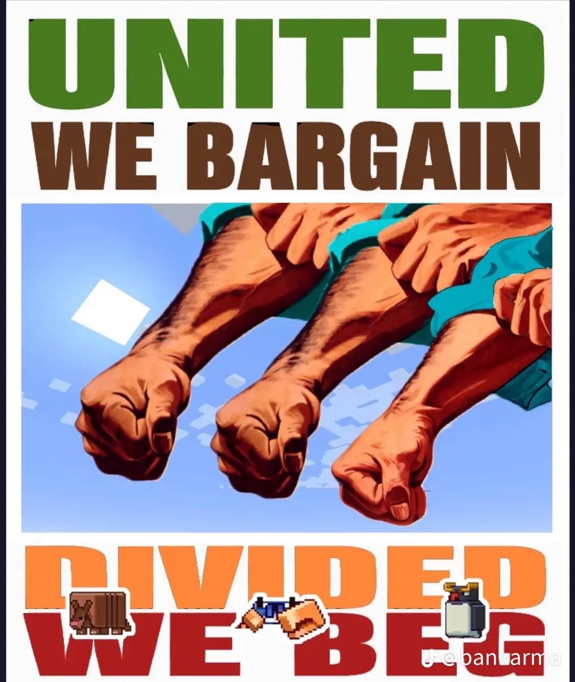 Minecraft Memes - United we bargain divided we beg