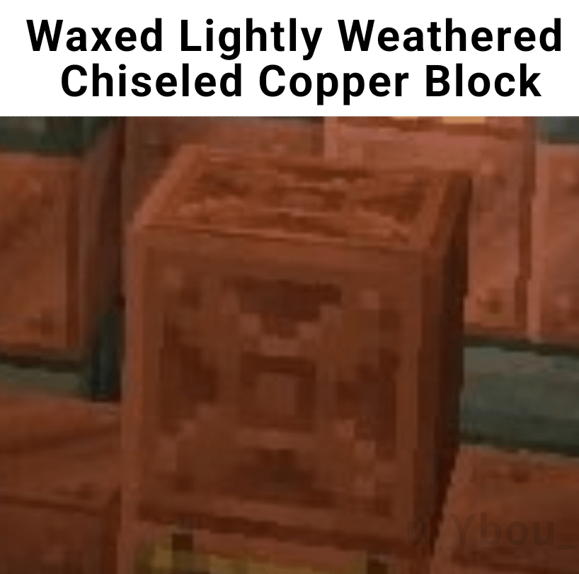 Minecraft Memes - Waxed Lightly Weathered Chiseled Copper Block (@LHibou8)