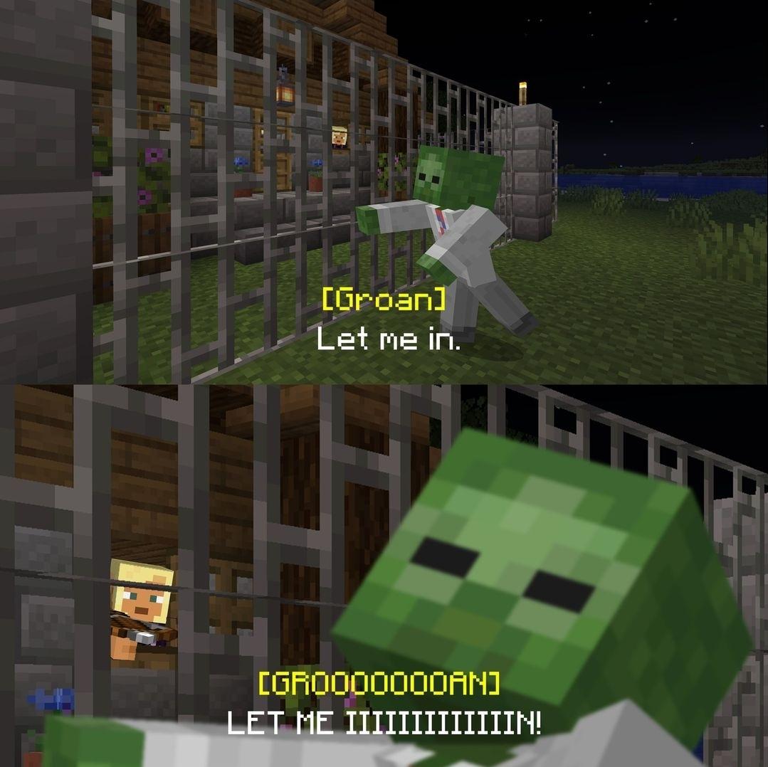 Minecraft Memes - "Open the damn door!!!!"