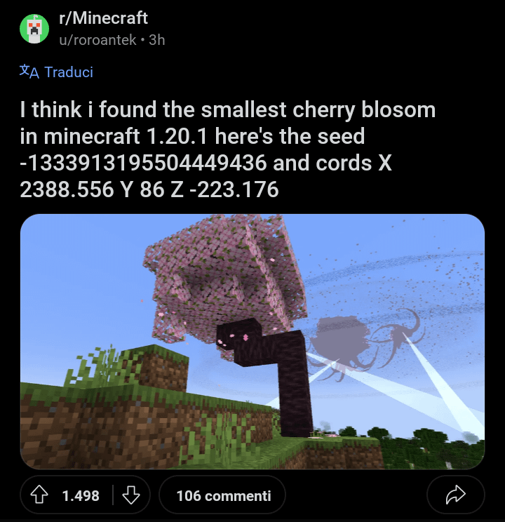 Minecraft Memes - "Cherry tree in Minecraft? Oh boy..."