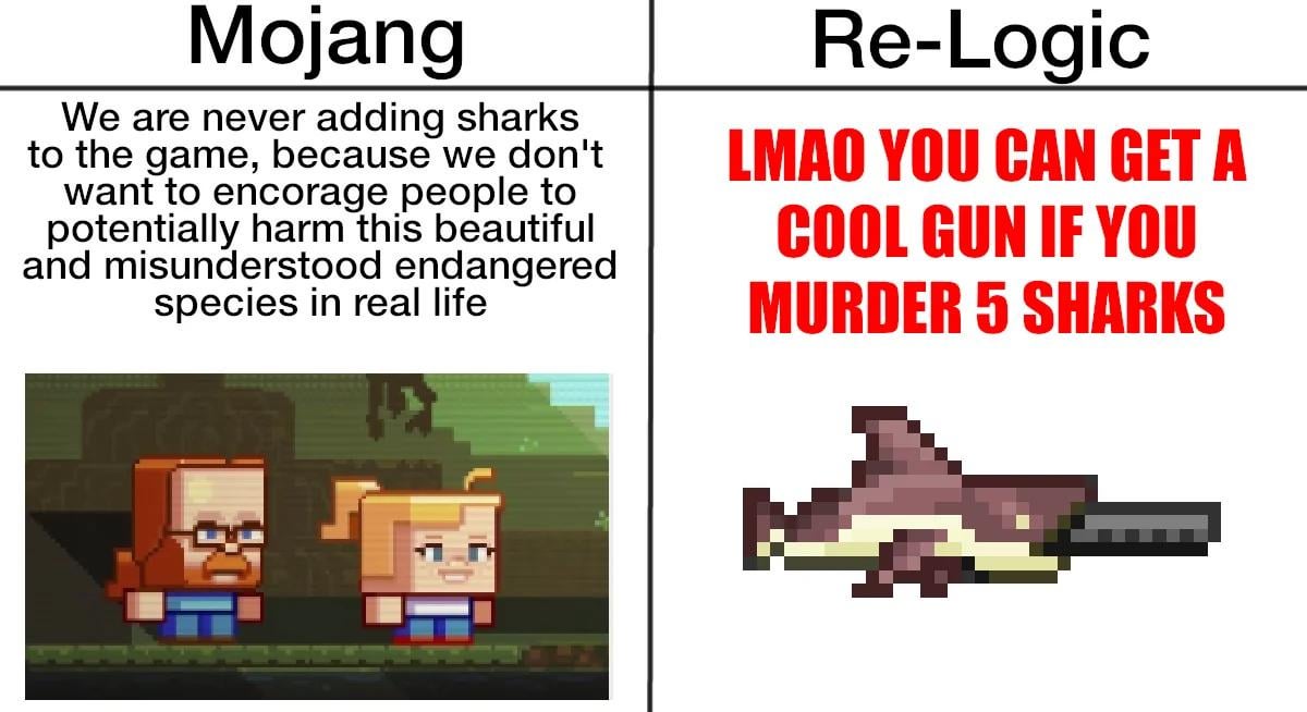 Minecraft Memes - "LOL OP gun"