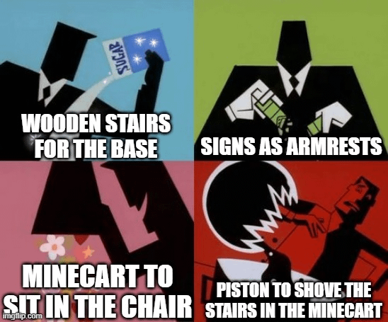 Minecraft Memes - "Crafting a chair, in a nutshell!"