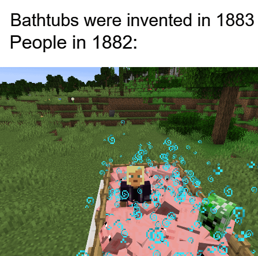 Minecraft Memes - "Chillin' with the bois in the pig spa"