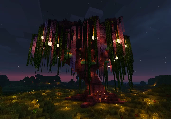 The old, dark tree at spawn, before people settled.