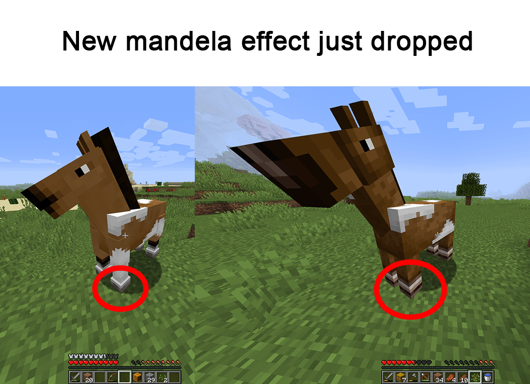 Minecraft Memes - Left horse in Minecraft is literally nightmare fuel