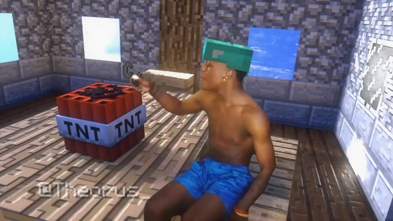 Minecraft Memes - Blowing up blocks like a boss with TNT in Minecraft (By @Theorus_)