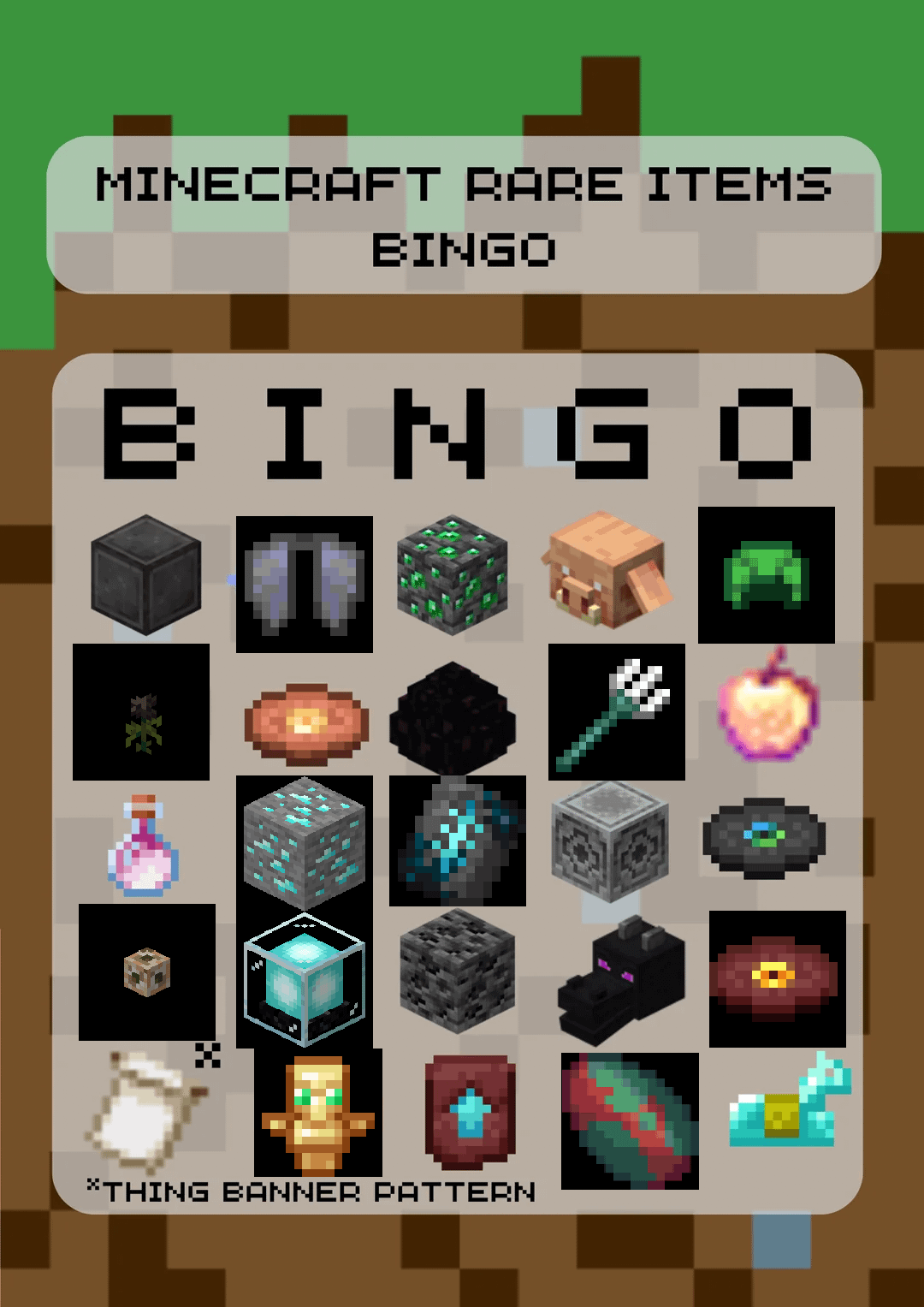 Minecraft Memes - Minecraft rare items bingo: spiced up