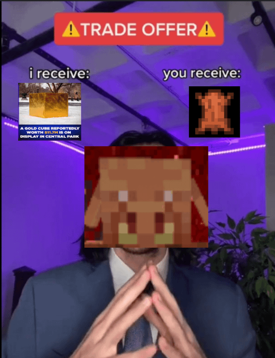 Minecraft Memes - Swindled by piglins, feels bad.